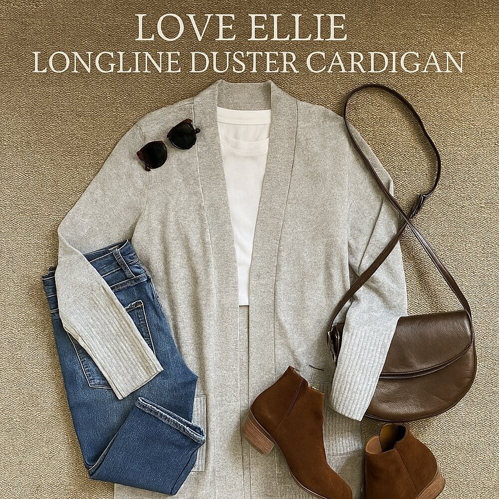 Love Ellie Cozy Gray Open-Front Longline Cardigan Women’s Small NWOT - Picture 13 of 13